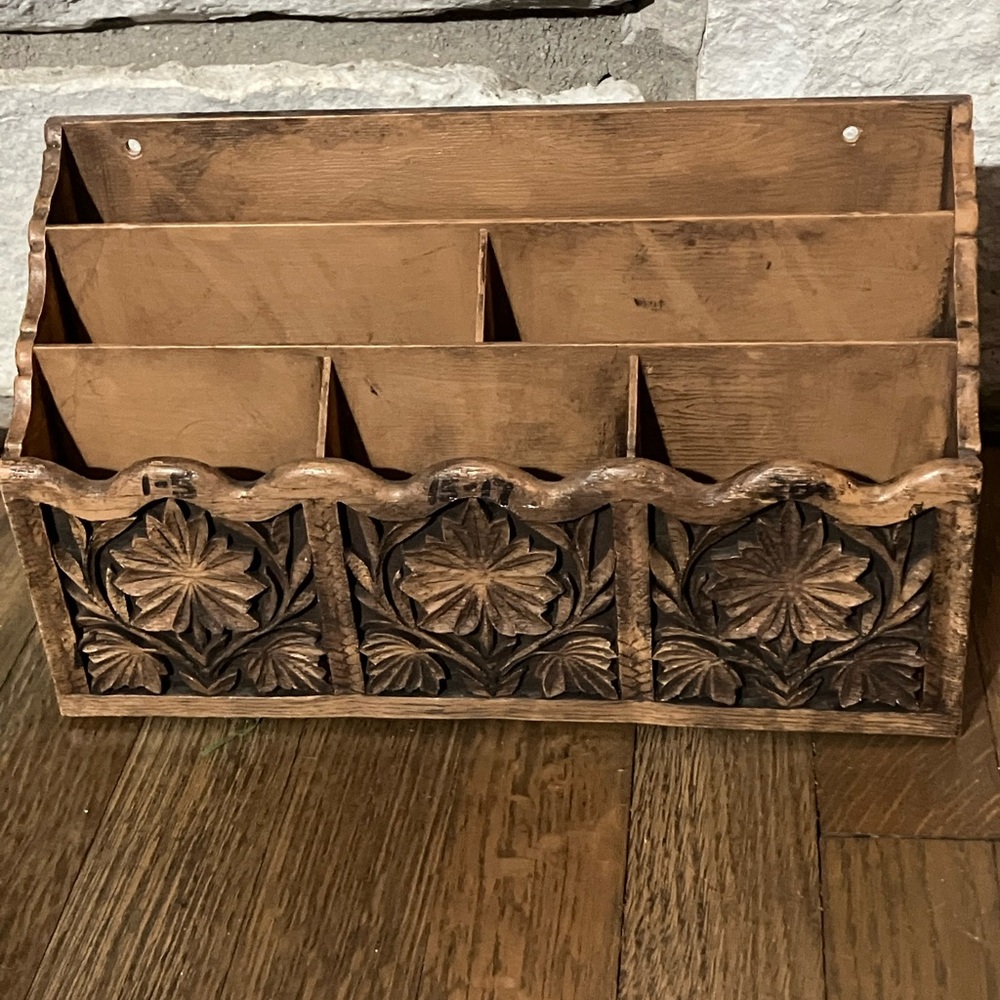 Vintage Lerner faux-wood plastic desk organizer or letter holder